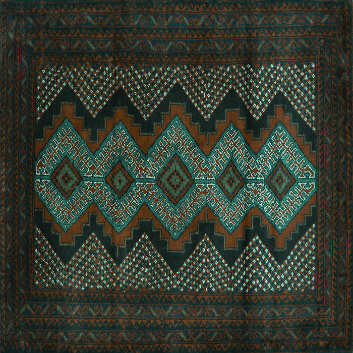 Square Southwestern Turquoise Country Rug, tr2360turq