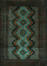 Machine Washable Southwestern Turquoise Country Area Rugs, wshtr2360turq