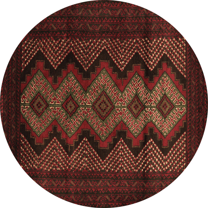 Round Machine Washable Southwestern Brown Country Rug, wshtr2360brn