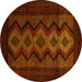 Round Southwestern Yellow Country Rug, tr2360yw