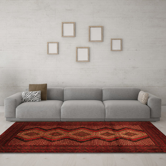 Machine Washable Southwestern Orange Country Area Rugs in a Living Room, wshtr2360org