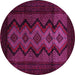 Round Machine Washable Southwestern Pink Country Rug, wshtr2360pnk