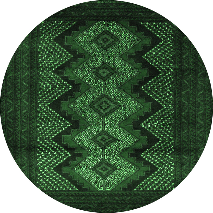 Round Southwestern Emerald Green Country Rug, tr2360emgrn