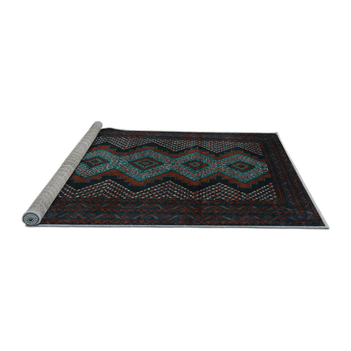Sideview of Machine Washable Southwestern Light Blue Country Rug, wshtr2360lblu