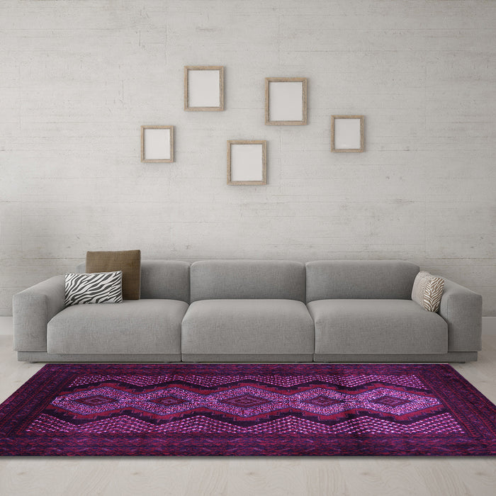 Machine Washable Southwestern Purple Country Area Rugs in a Living Room, wshtr2360pur