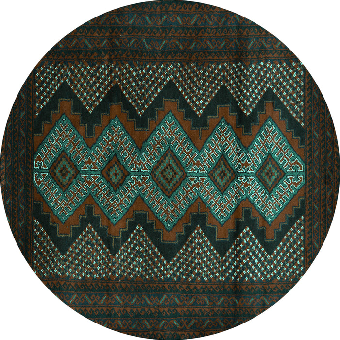 Round Southwestern Turquoise Country Rug, tr2360turq