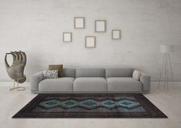 Machine Washable Southwestern Light Blue Country Rug in a Living Room, wshtr2360lblu