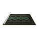 Sideview of Machine Washable Southwestern Turquoise Country Area Rugs, wshtr2360turq