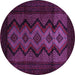 Round Southwestern Purple Country Rug, tr2360pur