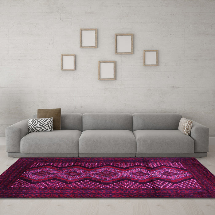 Machine Washable Southwestern Pink Country Rug in a Living Room, wshtr2360pnk