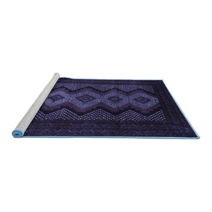 Sideview of Machine Washable Southwestern Blue Country Rug, wshtr2360blu