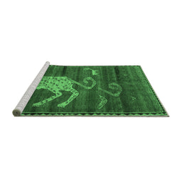 Sideview of Machine Washable Animal Emerald Green Traditional Area Rugs, wshtr2361emgrn