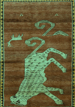 Animal Turquoise Traditional Rug, tr2361turq