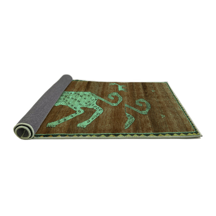 Sideview of Animal Turquoise Traditional Rug, tr2361turq