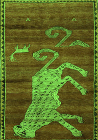 Animal Green Traditional Rug, tr2361grn