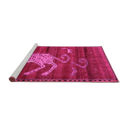 Sideview of Machine Washable Animal Pink Traditional Rug, wshtr2361pnk
