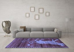 Machine Washable Animal Blue Traditional Rug in a Living Room, wshtr2361blu