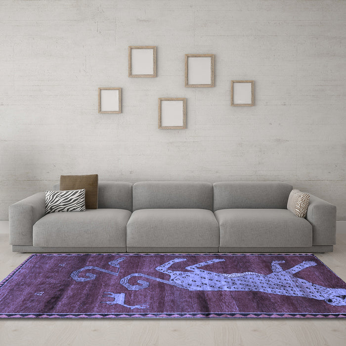 Machine Washable Animal Blue Traditional Rug in a Living Room, wshtr2361blu