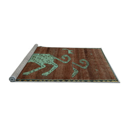 Sideview of Machine Washable Animal Light Blue Traditional Rug, wshtr2361lblu