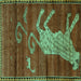 Square Machine Washable Animal Turquoise Traditional Area Rugs, wshtr2361turq