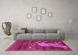 Machine Washable Animal Purple Traditional Area Rugs in a Living Room, wshtr2361pur