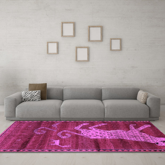 Machine Washable Animal Purple Traditional Area Rugs in a Living Room, wshtr2361pur