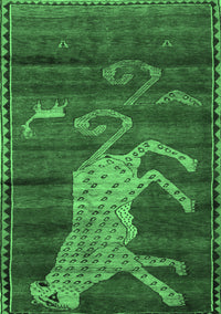 Animal Emerald Green Traditional Rug, tr2361emgrn