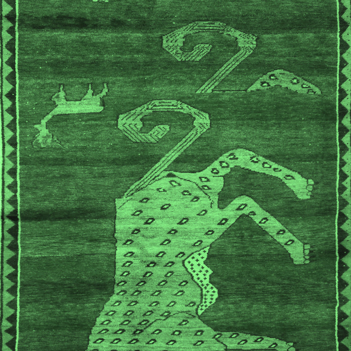 Machine Washable Animal Emerald Green Traditional Area Rugs, wshtr2361emgrn