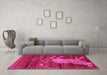 Machine Washable Animal Pink Traditional Rug in a Living Room, wshtr2361pnk