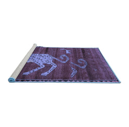Sideview of Machine Washable Animal Blue Traditional Rug, wshtr2361blu
