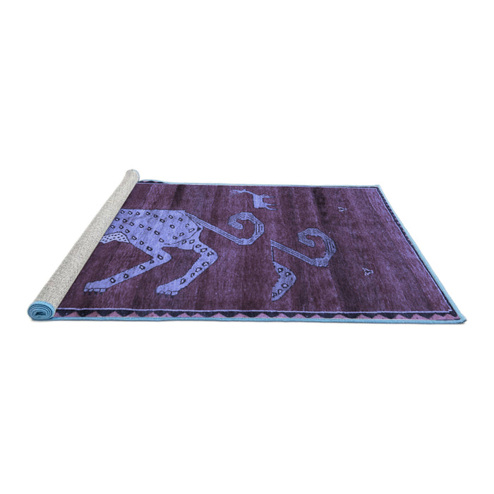 Sideview of Machine Washable Animal Blue Traditional Rug, wshtr2361blu