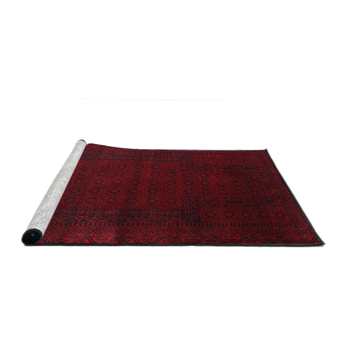Sideview of Machine Washable Traditional Dark Scarlet Red Rug, wshtr2362