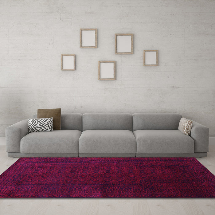 Machine Washable Persian Pink Traditional Rug in a Living Room, wshtr2362pnk