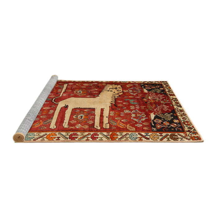Sideview of Machine Washable Traditional Red Rug, wshtr2363