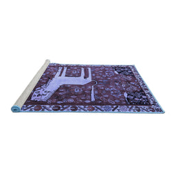 Sideview of Machine Washable Animal Blue Traditional Rug, wshtr2363blu
