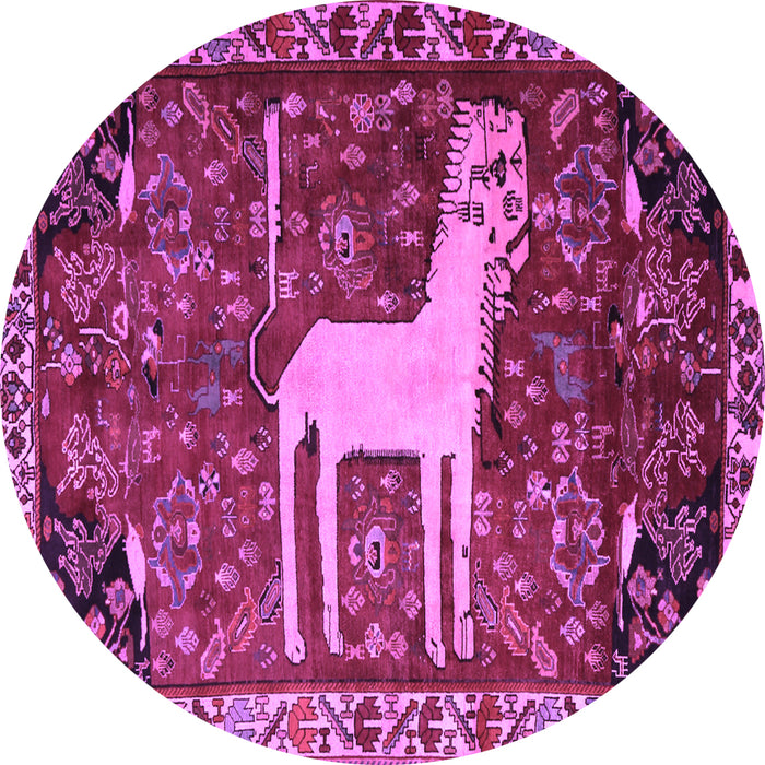 Round Animal Purple Traditional Rug, tr2363pur