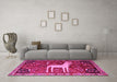 Machine Washable Animal Pink Traditional Rug in a Living Room, wshtr2363pnk