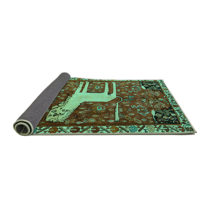 Sideview of Animal Turquoise Traditional Rug, tr2363turq