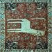 Square Animal Light Blue Traditional Rug, tr2363lblu