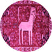 Round Animal Pink Traditional Rug, tr2363pnk