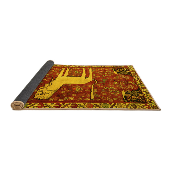 Sideview of Animal Yellow Traditional Rug, tr2363yw