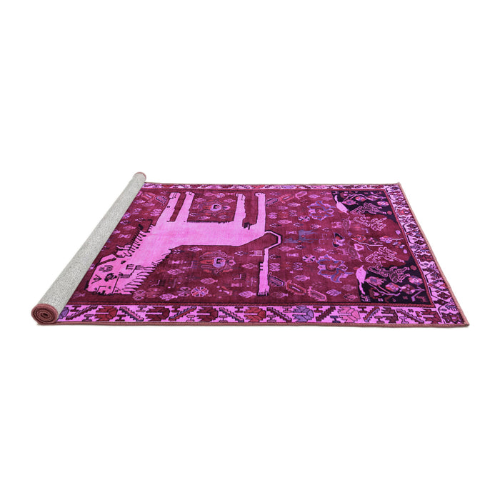 Sideview of Machine Washable Animal Purple Traditional Area Rugs, wshtr2363pur