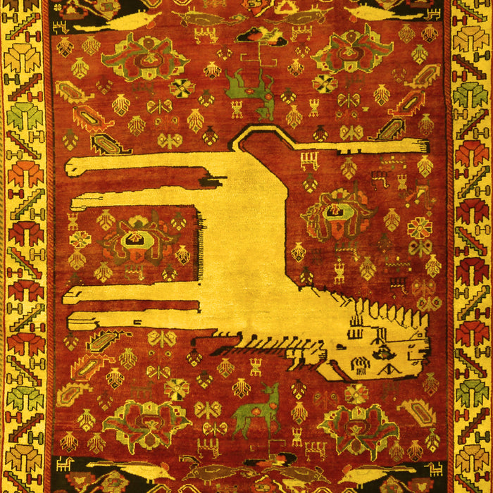 Machine Washable Animal Yellow Traditional Rug, wshtr2363yw