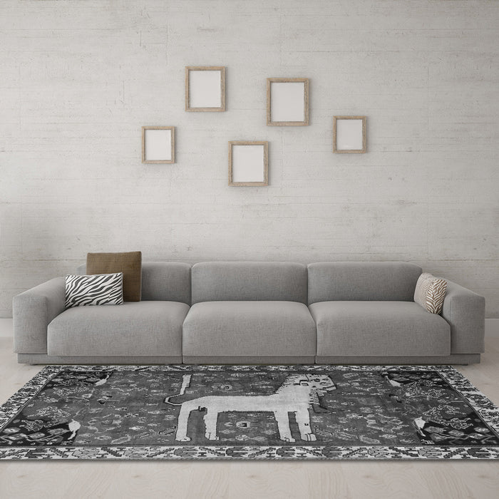 Machine Washable Animal Gray Traditional Rug in a Living Room,, wshtr2363gry