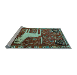 Sideview of Machine Washable Animal Light Blue Traditional Rug, wshtr2363lblu