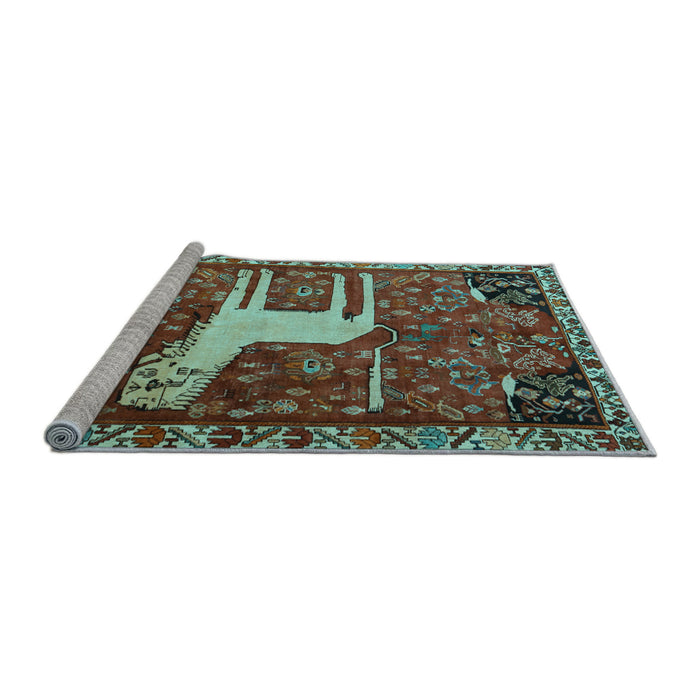 Sideview of Machine Washable Animal Light Blue Traditional Rug, wshtr2363lblu