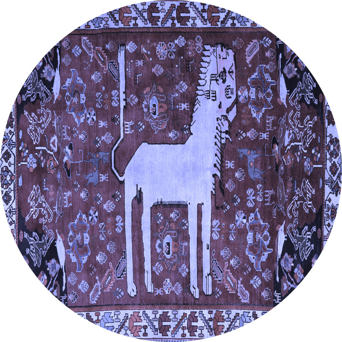 Round Machine Washable Animal Blue Traditional Rug, wshtr2363blu