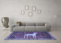 Machine Washable Animal Blue Traditional Rug, wshtr2363blu