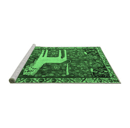 Sideview of Machine Washable Animal Emerald Green Traditional Area Rugs, wshtr2363emgrn