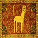 Square Machine Washable Animal Yellow Traditional Rug, wshtr2363yw